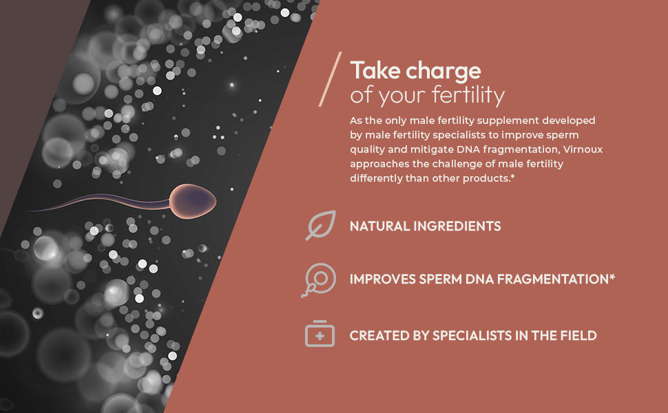 Male fertility supplement bottle to help boost sperm count, motility, morphology, and improve sperm dna fragmentation. Men's prenatal vitamin made by real male fertility doctors. 